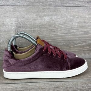 Olukai Pehuea Li Lanui Women’s Sz 8/EU 38 Burgundy Velvet Lace Up Sneakers